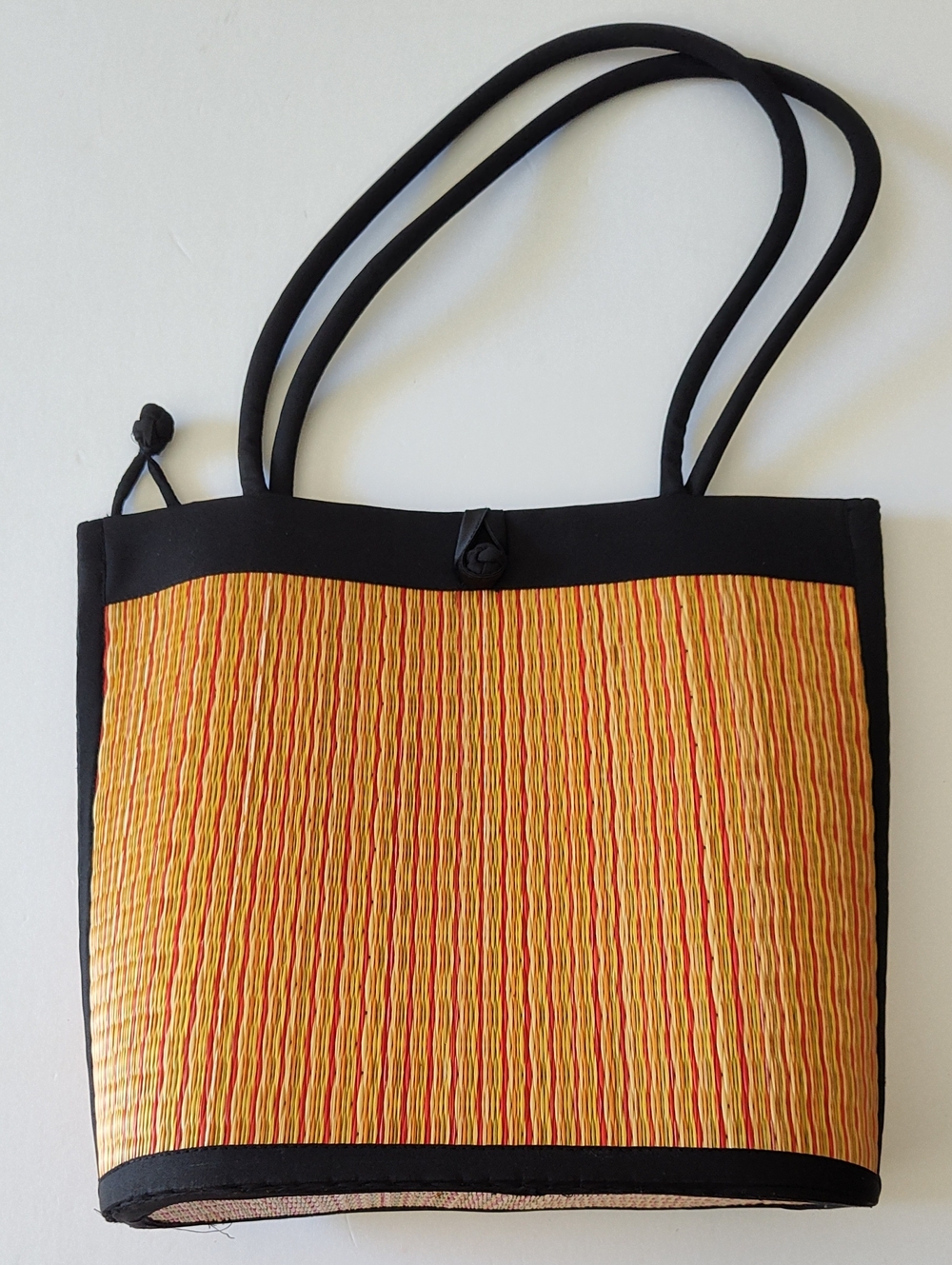 Black and Yellow Straw Tote Bag - Women